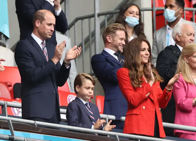 Prince George has joined his mum and dad to watch England play against Germany