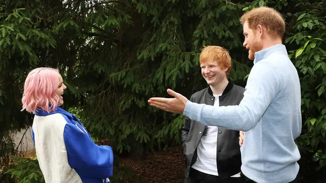 Prince Harry spoke to Ed Sheeran and Anne-Marie while at the event.