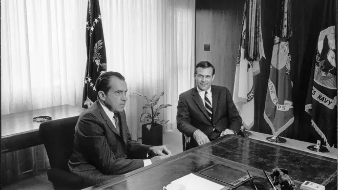 President Richard Nixon meeting with advisor Donald Rumsfeld