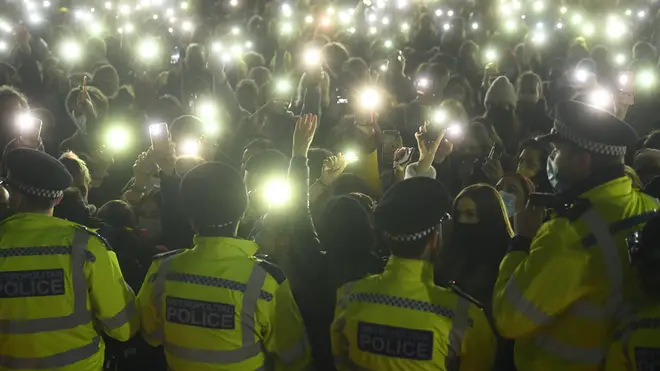 Police at the Sarah Everard vigil on Clapham Common