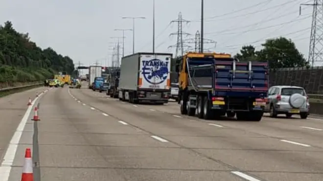 A group of migrants were found in a lorry on the M25 on Thursday