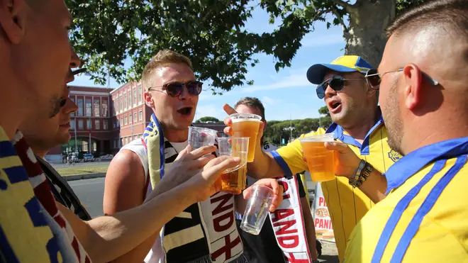 England fans seen drinking with Ukrainian supporters in Rome
