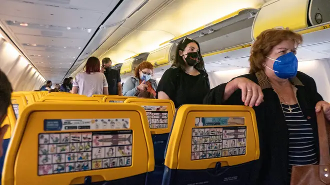 Passengers on a Ryanair flight