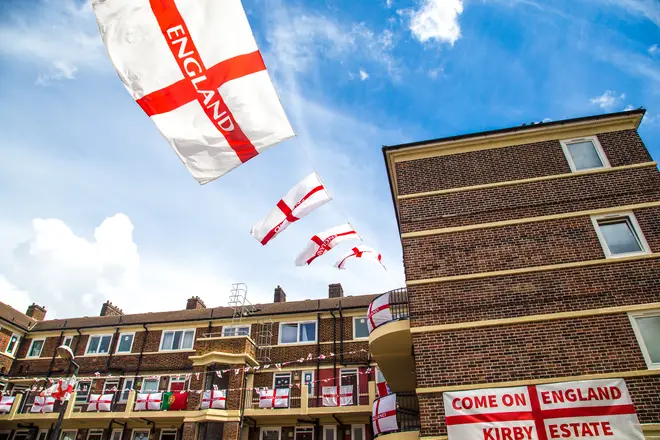 Over 400 flags have been strung up at the Kirby Estate in Bermondsey.