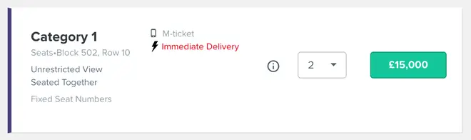 Tickets for the final were available for £15,000 each on resale site Ticombo just hours before kickoff.