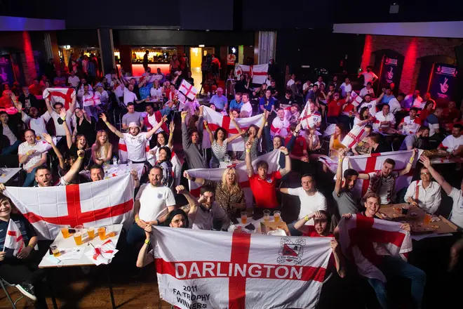 Fans joined in singing Three Lions'.