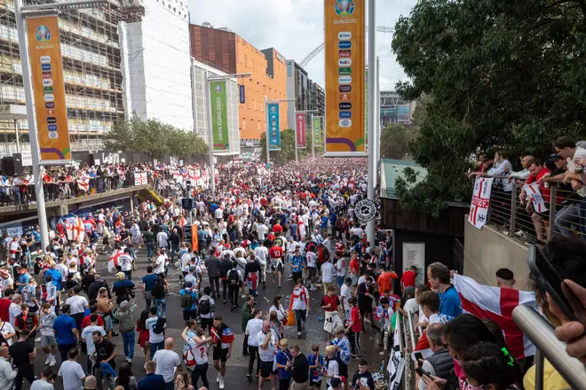 A small group appeared to break through a security perimeter at the stadium