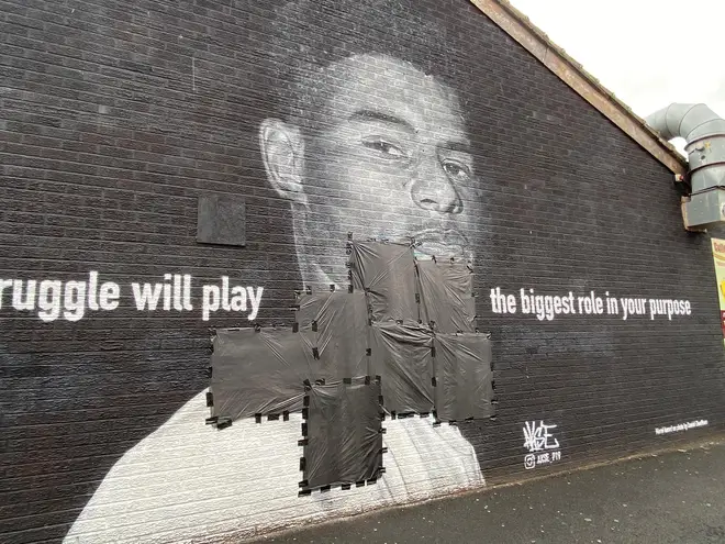 The mural to Rashford has been defaced before
