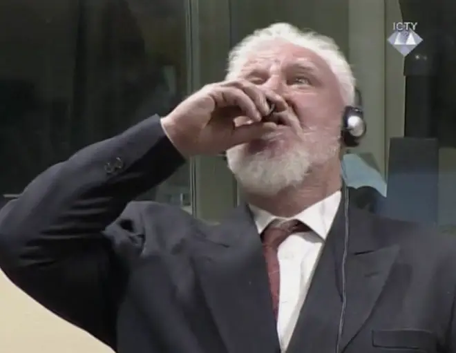 War criminal Slobodan Praljak has died after he was pictured drinking poison during a court appearance