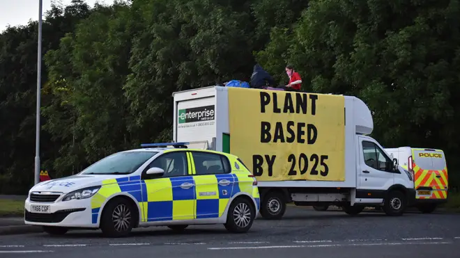 Police at the scene of the factory in Scunthorpe today