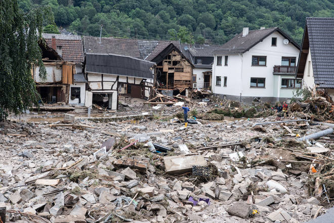 The Germany village of Schuld was decimated after the water rose rapidly on Wednesday night.