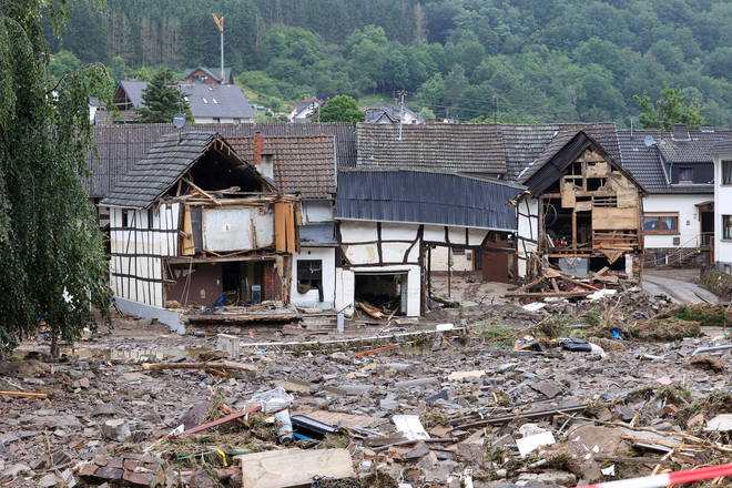 Angela Merkel is set to visit the village of Schuld which was decimated by the flooding.