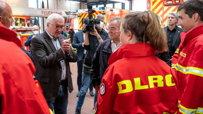 On Saturday, German president Frank-Walter Steinmeier met with rescue workers and residents of the heard-hit town of Erfstadt.