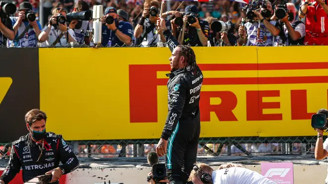 Lewis Hamilton was criticised for his celebrations after winning the race