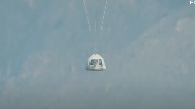 The capsule floated down during its descent.