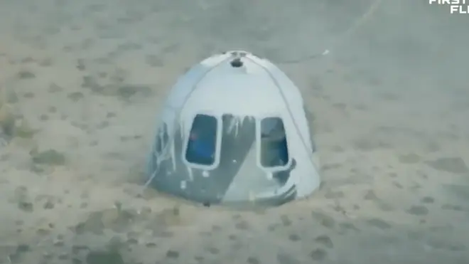The capsule touched down 11 minutes after it launched.