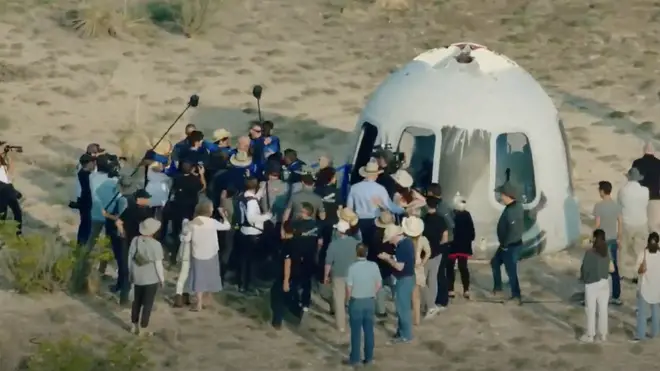Family greeted the crew as they left the capsule.