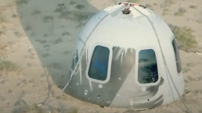 The capsule successfully landed with Jeff Bezos and the rest of the crew.