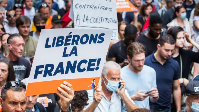 Demonstrators previously came out in full force across France to protest against the passes.