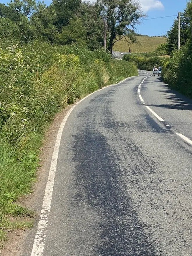 Roads in Somerset have melted under extreme heat