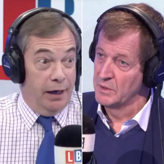 Nigel Farage and Alastair Campbell in the LBC studio