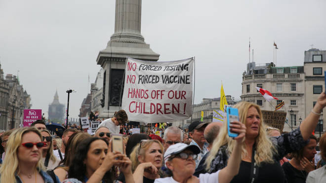Protesters in Trafalgar Square on Saturday