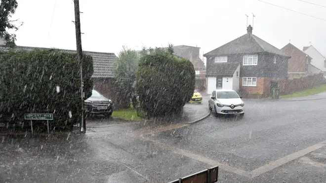 Hailstorms battered the UK on Tuesday after several days of unsettled weather