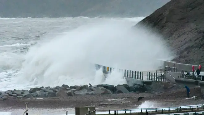 Heavy wind and rain is battering the UK's south coast