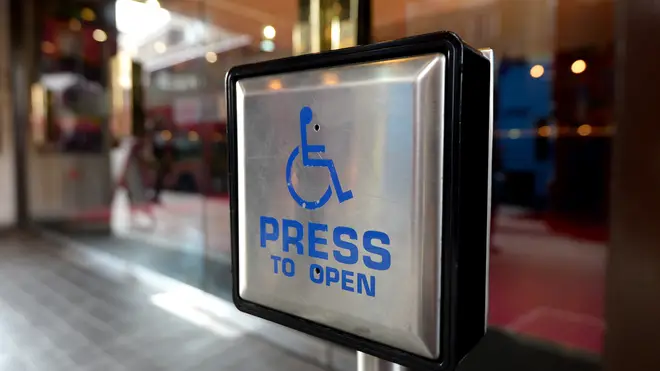 Disabled entrance door button