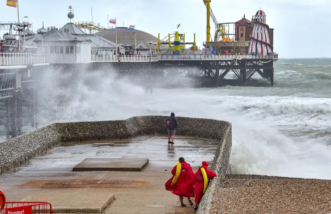 Choppy waters were snapped on Brighton seafront earlier today