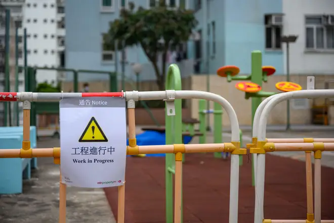 A playground in Hong Kong which was shut during the Covid-19 pandemic
