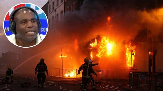 Buildings were set alight during the five nights of riots.