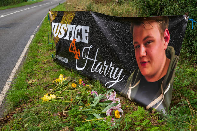 A poster campaigning for 'justice for Harry' at the site of the crash.