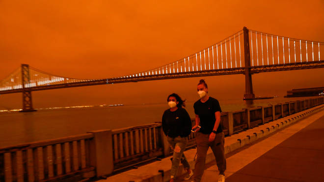 Wildfires in California last September turned San Francisco's skyline red and orange