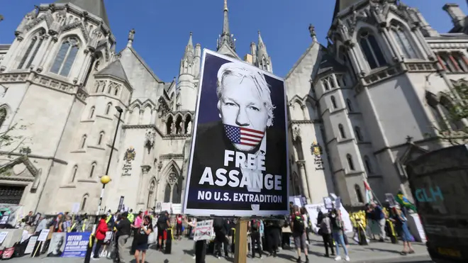 Protesters showed their support for Assange on Wednesday