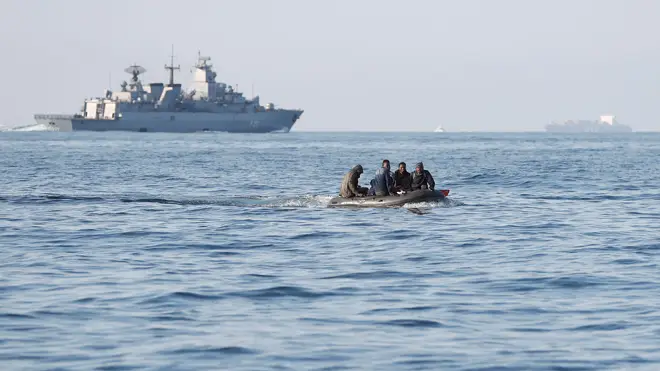 A rescue operation is under way after a migrant boat began to sink (file image shows migrants crossing the Channel)