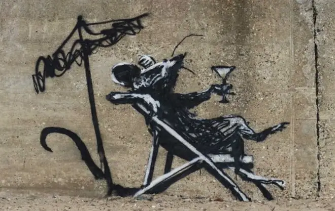 The rat graffiti painted by Banksy in Lowestoft was defaced with white paint