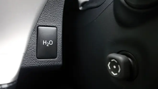 The button to disperse water from the exhaust pipe of the first mass production dedicated hydrogen fuel cell vehicle