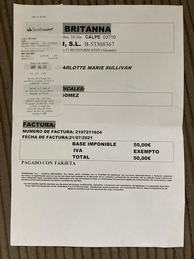 LBC's Reporter obtained a receipt for the test