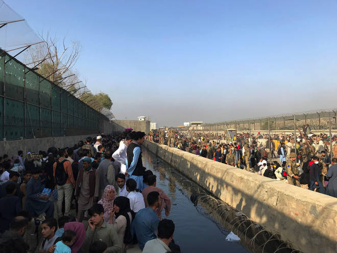 Thousands have gathered at the international airport in Kabul over the past week in an attempt to flee the country after the Taliban takeover