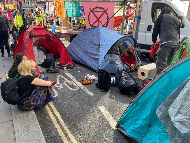 Protestors have started putting up tents near Covent Garden