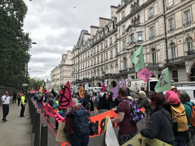 Activists marched from Hyde Park Corner targeting government departments.