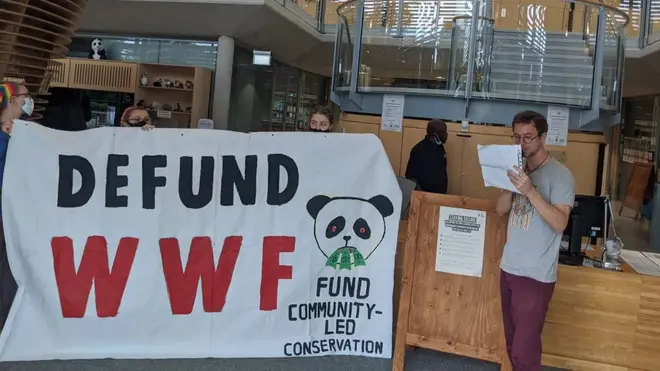 XR and WTFWWF protesters are demonstrating against WWF