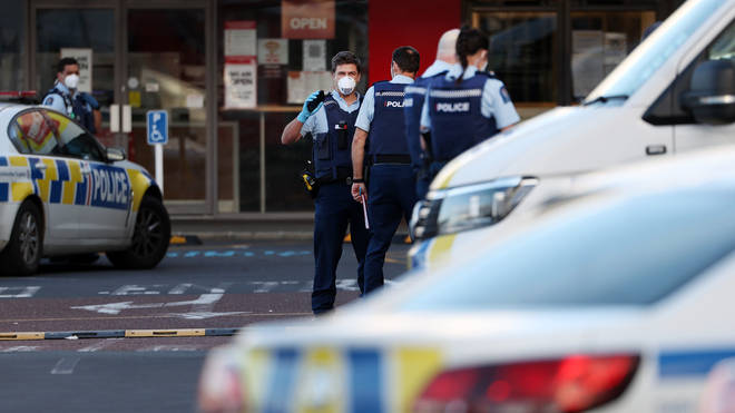 Police at the scene of the stabbing bloodbath at the supermarket in Auckland
