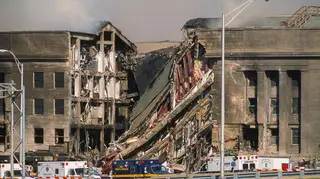 Damage to the Pentagon's west side after the third plane crashed