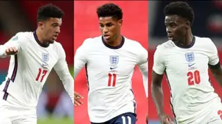 He was given a suspended sentence for his comments about Saka (L), Rashford (C) and Sancho (R)