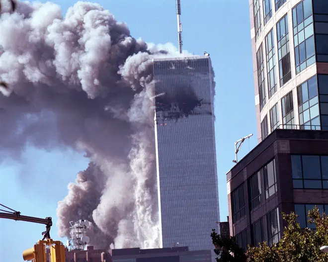 The North Tower moments before it collapsed completely