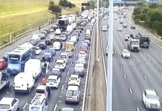 Motorists and lorry drivers stuck in long queues on the M25 this morning
