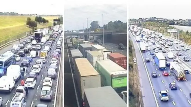 Traffic cameras have shown backed up queues due to the protests.