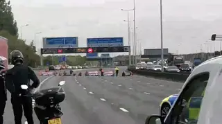 Protesters made their way to the motorway.